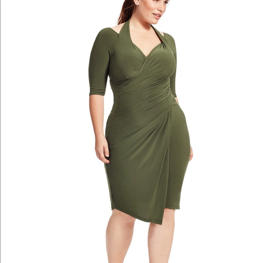 Olive green wrap dress